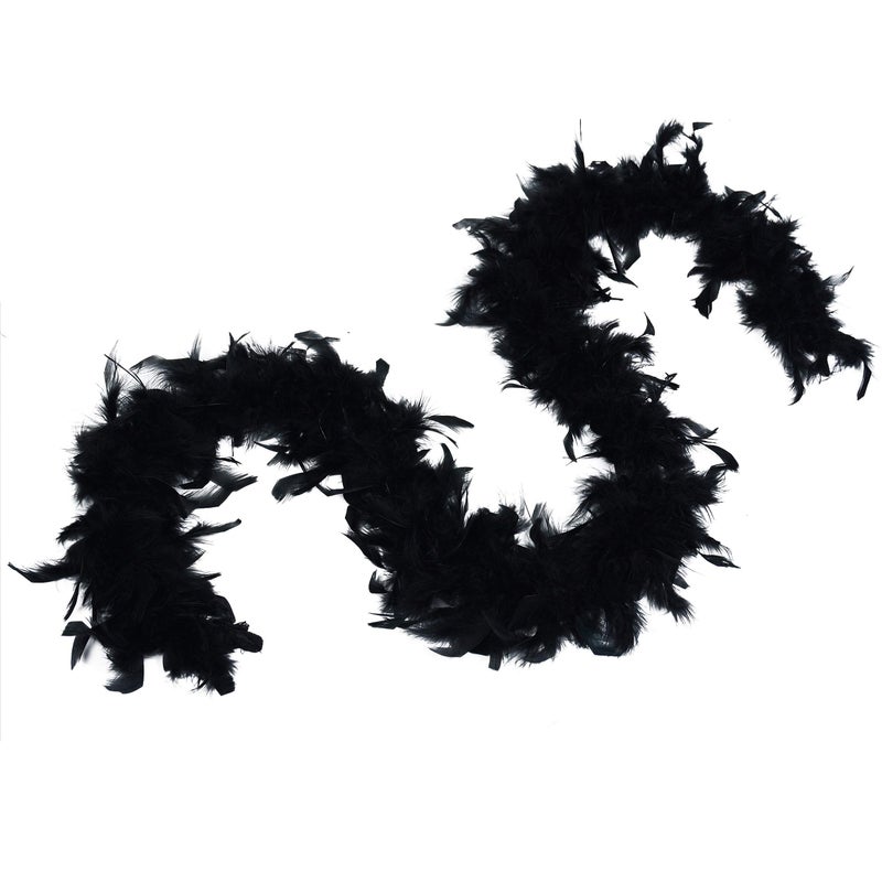 Flydreamfeathers 40 Gram 72" Long, Turkey Chandelle Feather Boa, Dancing Wedding Crafting Party Dress Up, Halloween Costume Decoration(black color) - Image 2